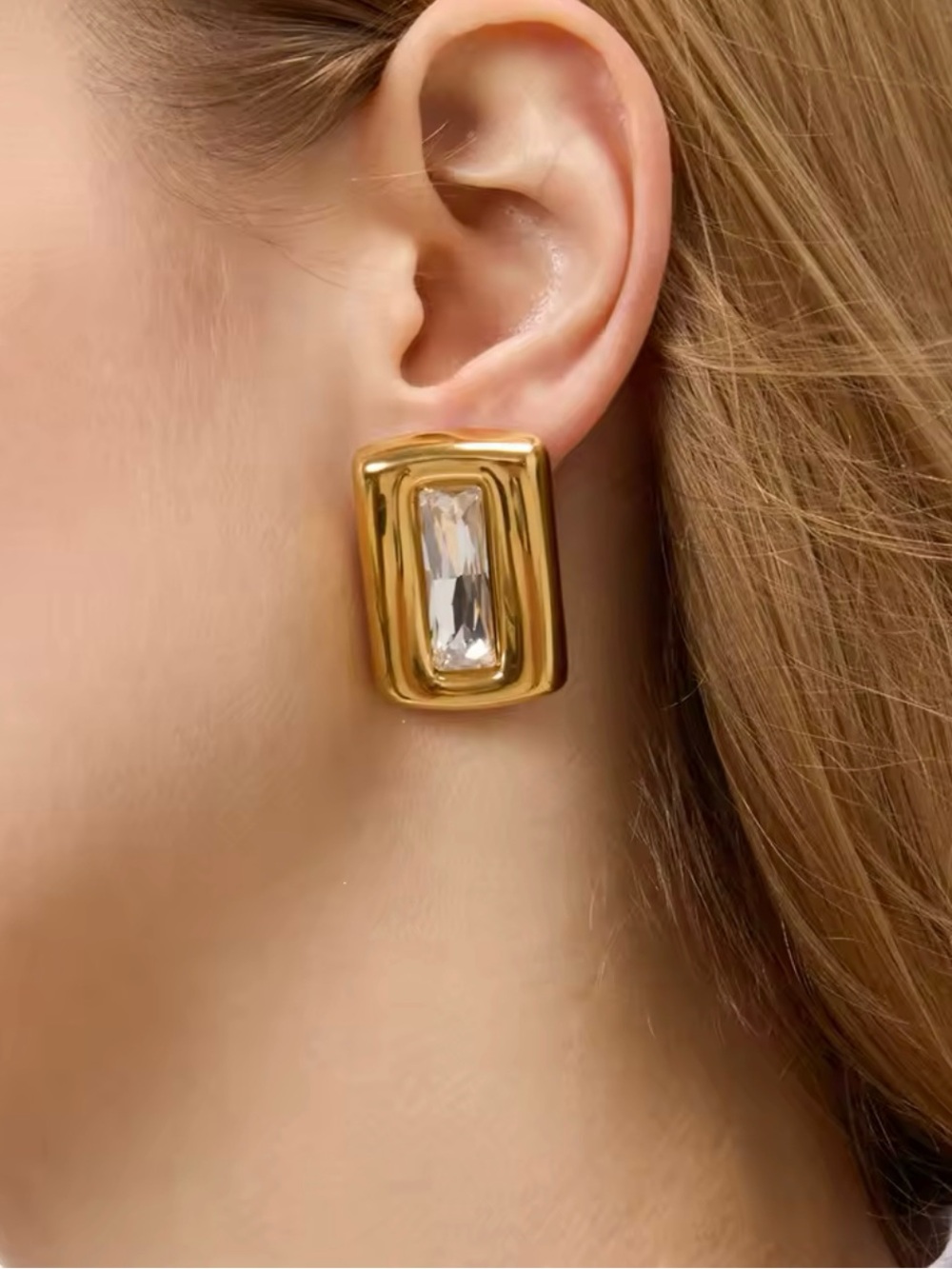 Crystal Baguette Earrings - waterproof